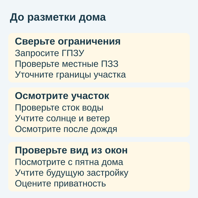 Проверки перед разметкой дома: документы, условия участка и виды из окон.