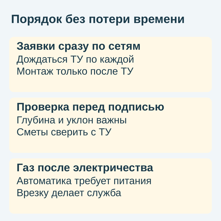 Памятка о порядке подключения коммуникаций
