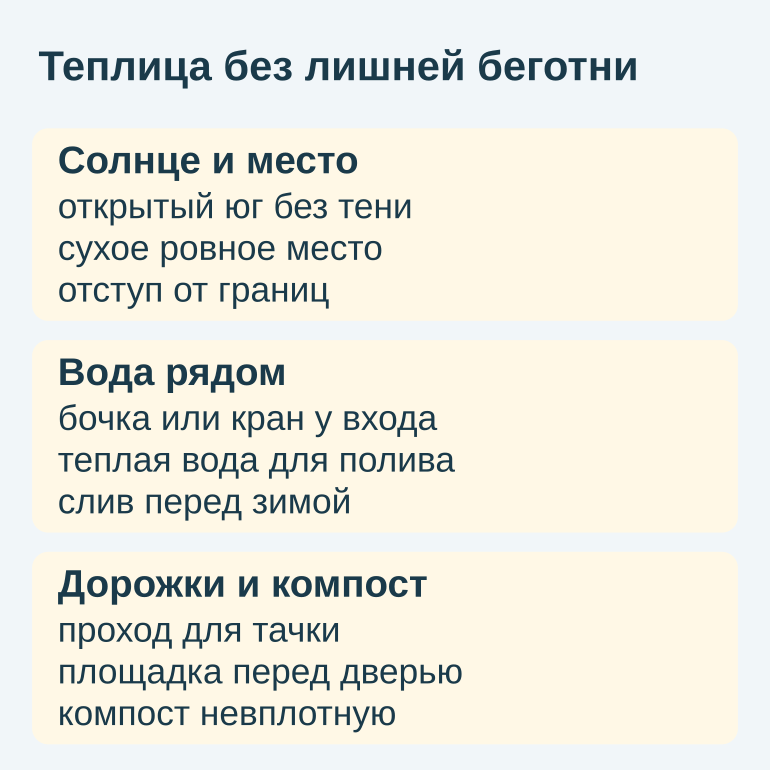 Памятка по размещению теплицы