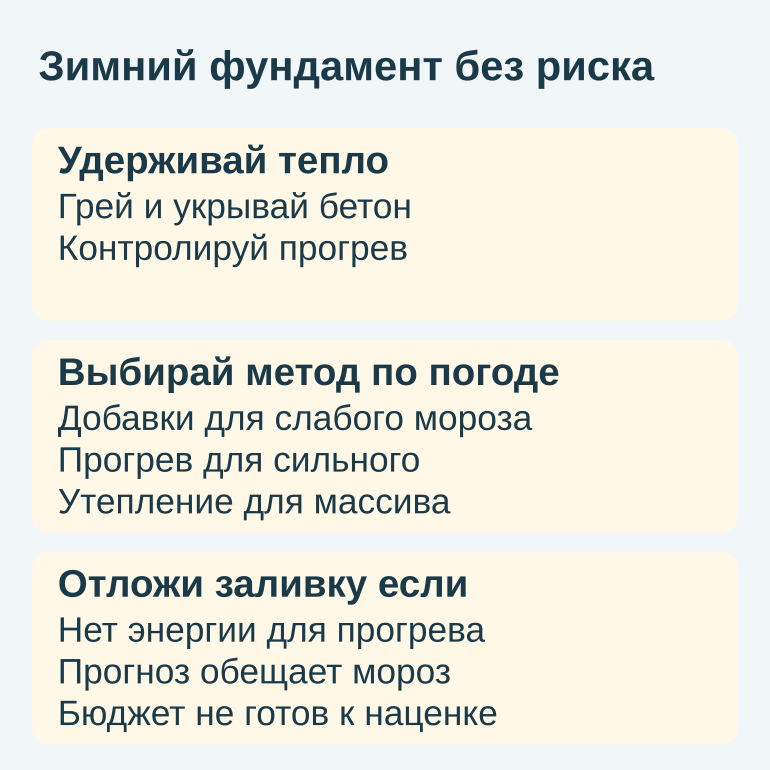 Памятка по зимнему бетонированию: удержание тепла, выбор метода и условия переноса
